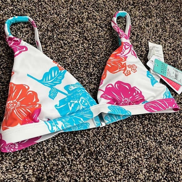 Seafolly Oasis Floral Longline Triangle White Top, NWT - Picture 2 of 5